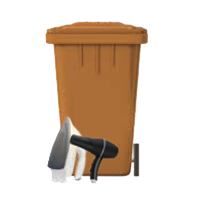 Brown Wheelie Bin (with small electrical item)